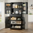 thumbnail image 2 of Sesslife 72" Kitchen Pantry Cabinet with 3 Keyboard Drawers, 1 Storage Drawer and 6 Door Shelves, Modern Storage Cabinet with Metal Handle, Freestanding Cupboard for Bathroom Dining Room, Black, 2 of 9
