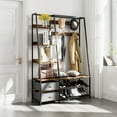 thumbnail image 3 of Gymax 6-in-1 Freestanding Hall Tree Coat Rack w/ Bench & Fabric Dressers Rustic Brown, 3 of 9