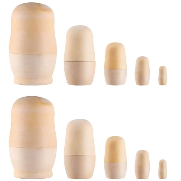De Muñecas Anidadas De Madera Sin Pintar Para Navidad, Artesanía Diy, Muñecas Anidadas Apilables En Blanco Sin Terminar, Juguete Para Regalo De Navidad 2 Juegos Methold HA038731-00