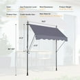 thumbnail image 2 of Tcbosik 78" Manual Retractable Awning for Outdoor, 86" - 122" Height Adjustable Sunshade Shelter with Crank Handle for Backyard, Garden, Balcony, Patio, Grey, 2 of 6