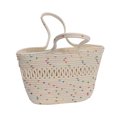 thumbnail image 1 of Verdant Touch Bolsa de paja de un solo hombro, tejido de papiro, gran capacidad, diseño hueco simple, cesta tejida para viajes, vacaciones, puntos coloridos en blanco, multicolor, 60_x_180_cm, 1 of 5