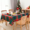 thumbnail image 5 of Romanstile Christmas Rectangle Green Plaid Tablecloth - 60 x 120 inch - Checkered Water Stain Resistant Table Cover,Washable Polyester Table Cloths for Xmas Dinner/Party Decoration/Holiday, 5 of 8