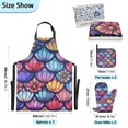 thumbnail image 3 of Fish-scale-shape Flowers Apron Set with Oven Mitts Pot Holders Set of 5 Kitchen Stuff Accessories, 3 of 6