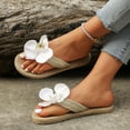 thumbnail image 3 of Mepaouo Women's Floral Flip Flops Open Toe Linen Slip on Slide Thong Sandal Summer Vacation Slippers, 3 of 8