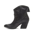 thumbnail image 3 of Kelsi Dagger Ingrid Black Leather Folded Lining Block Heel Western Ankle Bootie (BLACK, 5.5), 3 of 5