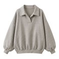 thumbnail image 5 of Gray Hoodies for Women s Oversized Half Zip Pullover Long Sleeve Sweatshirt Quarter Zip Hoodie Sweater Teen Girls Fall Blouse Clothes with Pockets, 5 of 5