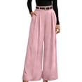 thumbnail image 2 of Mifsaly Wide Leg Dress Pants for Women High Waisted Pleated Professional Work Trousers with Pockets Flowy Business Casual Office formal Occasions Outfits Pink,M, 2 of 6
