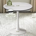 thumbnail image 4 of 31.5" Round Tulip Table in White, Mid-Century Modern Dining Table with Square Top and Pedestal Base, Conference Pedestal Desk, Leisure Coffee Table, Seat for 2-4, Max Loading 330lbs, K2038, 4 of 8