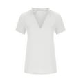 thumbnail image 5 of Birdeem Mode Femmes Décontracté Uni Chandail à Enfiler Col en V Manches Courtes T-Shirt Hauts Blouse, 5 of 5