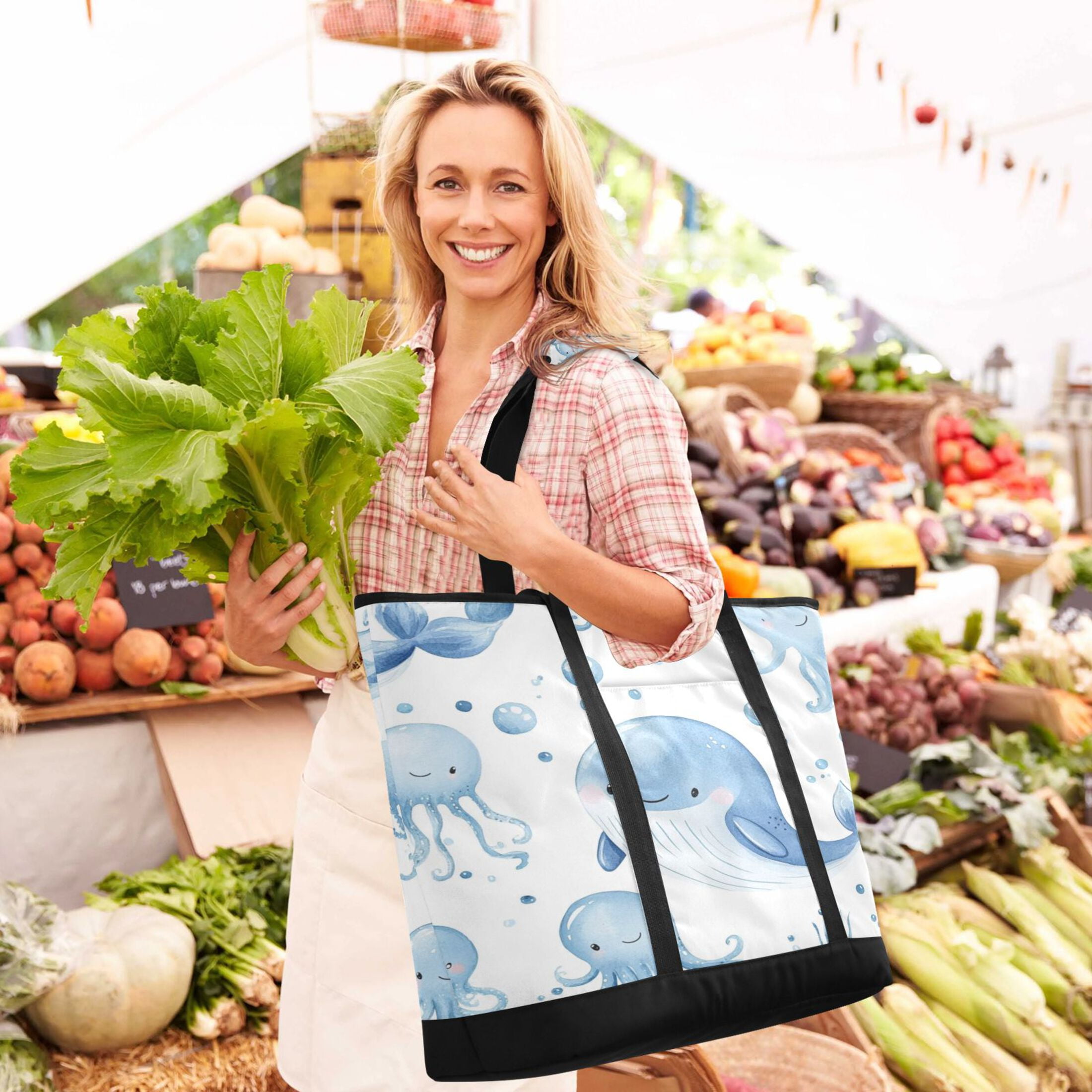 Large Hand-held Ice Pack Picnic Bag Insulation and Refrigeration Suitable for Shopping Picnics and Camping Super Cute Little Whale