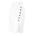 thumbnail image 3 of DARING DIVA Women's Asymmetrical Front Split Belted Midi Pencil Skirt S White, 3 of 6