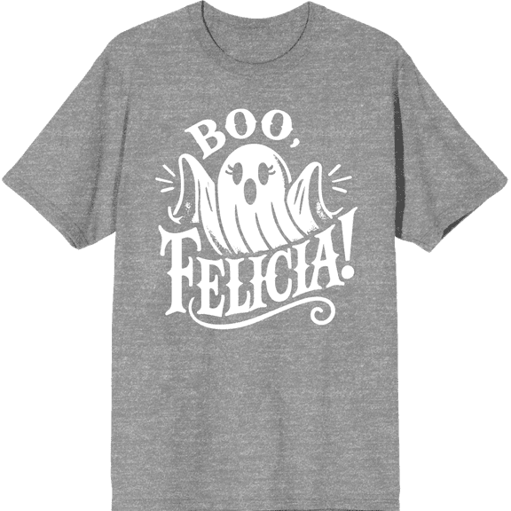 Boo Ghost Felicia Adult Heather Gray Crew Neck Short Sleeve Tee-Medium