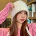thumbnail image 5 of SikaFu Women's Y2K Cute Beanie Warm Fluffy Japanese Knit Hat Colorful Kawaii Ear Protection Tie Pullover Hat, 5 of 7