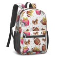 thumbnail image 2 of Football Bow White Pattern 17" School Backpacks for Teens,Waterproof Oxford Fabric,S-Shape Padded Straps for School,Travel,Hiking,Camping, 2 of 5