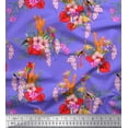 thumbnail image 1 of Soimoi Moss Georgette Fabric Floral,Flamingo & Macaw Parrot Bird Printed Fabric 1 Yard 42 Inch Wide, 1 of 1