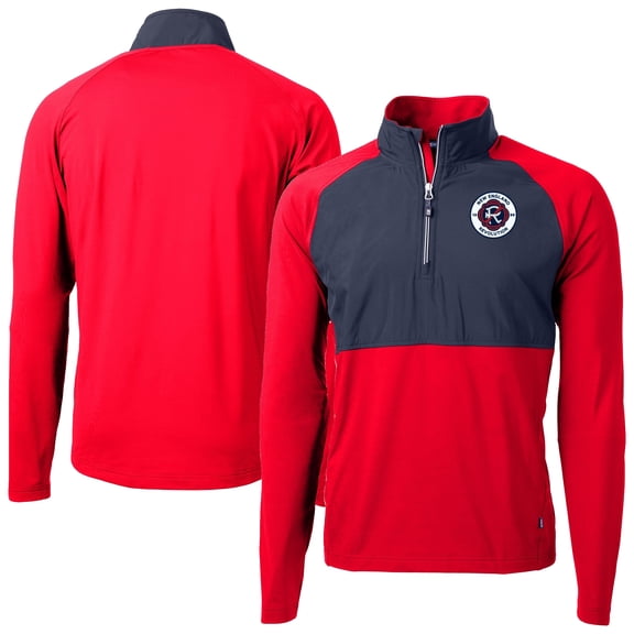 Men's-Cutter & Buck Red New England Revolution Adapt Eco Knit Hybrid Recycled Quarter-Zip Pullover Top