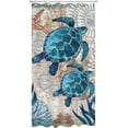 thumbnail image 2 of Nautical Green Sea Turtles Beach Theme Fabric Shower Curtain Sets Bathroom Blue Ocean Decor with Grommets and Hooks - 36 W x 72 H Inch Teal, 2 of 6