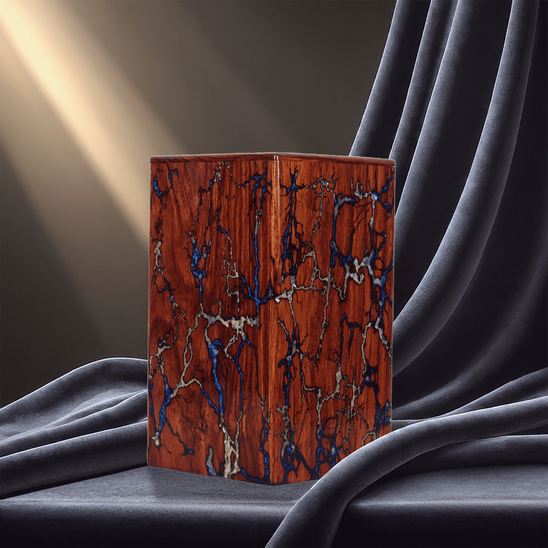Creation India Craft Handcrafted Wooden Urns for Human Ashes, Memorial Urns, Cremation Urns for Adults & Pet, Decorative Memorial, Funeral Urn - Antique Lichtenberg Fractal & Epoxy Resin (Medium)