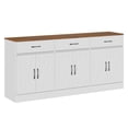 71 inch Long Sideboard Buffet Cabinet with 6 Doors and 3 Drawers ...