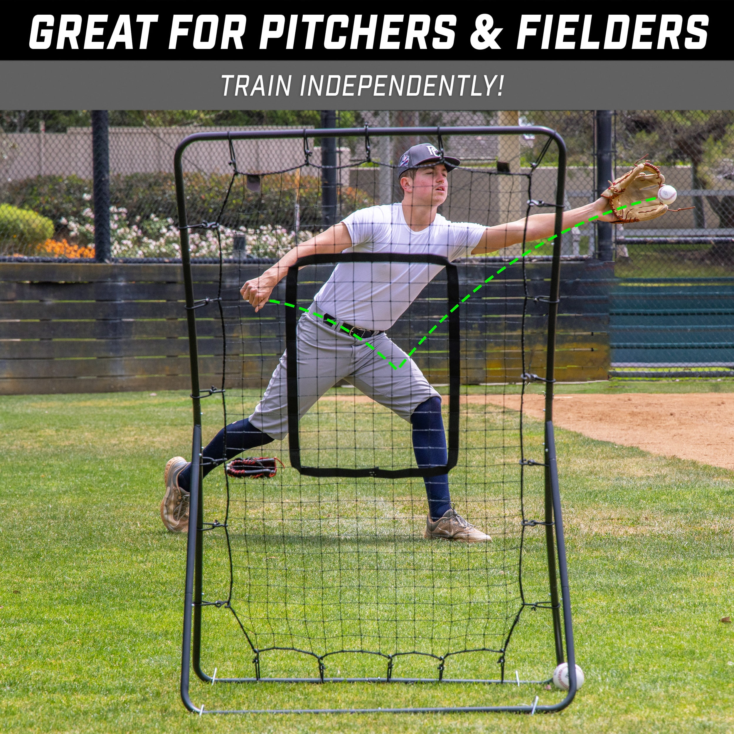 GoSports 5 x 3 ft Baseball & Softball Pitching and Fielding Rebounder - Pitch Back Net with Strike Zone