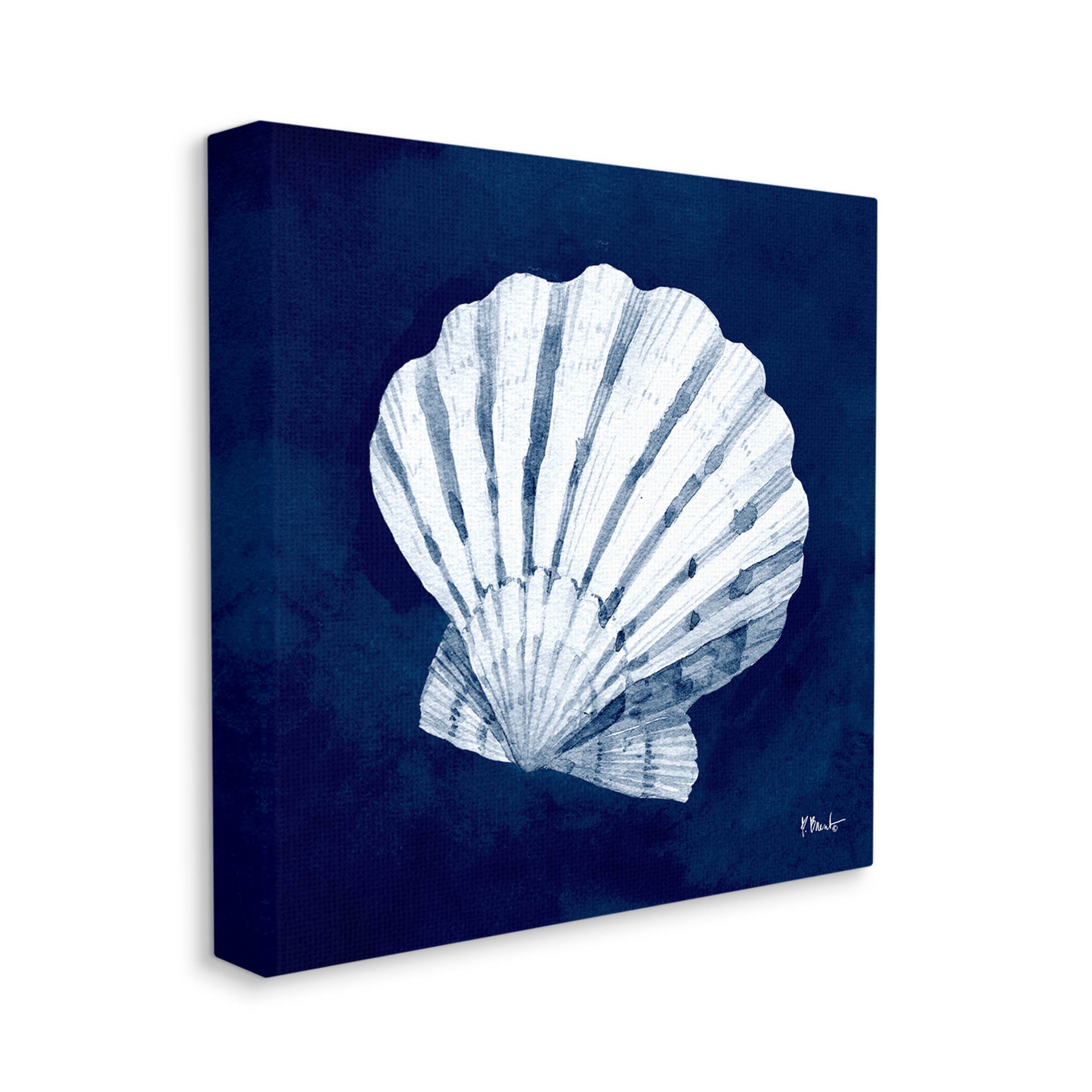 Stupell Industries Cyanotype Shells Traditional Scallop Graphic Art Gallery Wrapped Canvas Print Wall Art, Design by Paul Brent
