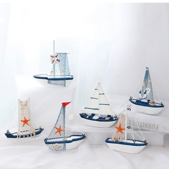 NICEXMAS Nautical Home Decor Sailboat Ornament Wood 1 Piece Tabletop Nautical Decor