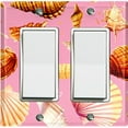 thumbnail image 1 of Metal Light Switch Wall Plate Outlet Cover (Colorful Sea Shells Pattern Pink - Double Rocker), 1 of 2