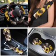 thumbnail image 3 of Yuyamidu 15 PCS Brown Cow Print Car Seat Covers Full Set Sunflower Car Floor Mats Steering Wheel Cover Seat Belt Strap Pads Coasters Auto Handbrake Cover Set, 3 of 6