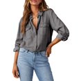 thumbnail image 1 of Camisa vaquera Astylish para mujer, color gris XXL, 1 of 9