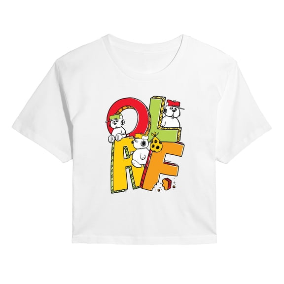 Peanuts - Olaf Editorial - Juniors Cropped Graphic T-Shirt