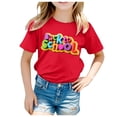 thumbnail image 1 of AJIWYH Uniforme Scolaire Fille, Saison Scolaire Enfants Rentrée des Classes Imprimé Décontracté T-Shirt à Manches Courtes, Hauts à Manches Courtes Filles pour 3-4 Ans, Rouge, 1 of 6