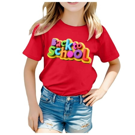 

Kids School Season Back To School Season Printed Casual Short Sleeve Top T Shirt Organic Girls Clothes Toddler Girl Shirts 500 Days of Summer Shirt Top with Bow Short Sleeve Tee Tops Long Sleeve