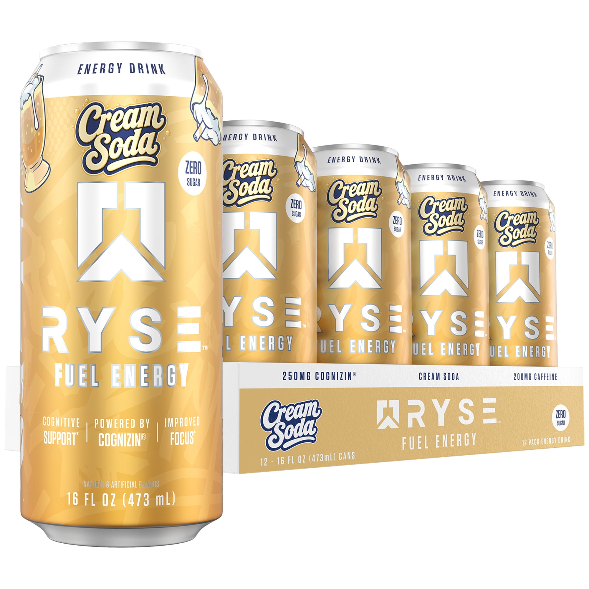 RYSE Fuel New Energy Drink - Cream Soda - Sugar Free - 16 fl oz (12-Pack)