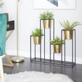 thumbnail image 2 of CosmoLiving by Cosmopolitan 21" x 31" 4 Tier Gold Metal Planter with Black Removable Stand, 2 of 8