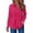 Hot Pink, variant on Casual Women's Long Sleeve Gauze Shirts, Relaxed Fit Round Neck Button Down Blouses for Spring Summer, Crinkle Collared Work Dress Tops, Easy Care Solid Color Everyday Wear