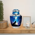 thumbnail image 6 of MUKTIVE Waterfall Memorial Urn for Human Ashes Adult Women for Funeral, Blue Burial Urns for Mom & Dad, Large Forest Decorative Urn for Ashes for Male, Forest Design Cremains Container, 10 Inch, 6 of 7