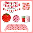 thumbnail image 6 of Strawberry Theme Birthday Party Supplies, Strawberry Party Tableware Set - Strawberry Birthday Party Plates Napkins Cups Tablecloth etc Strawberry Tableware for Strawberry Party Decorations, 6 of 8