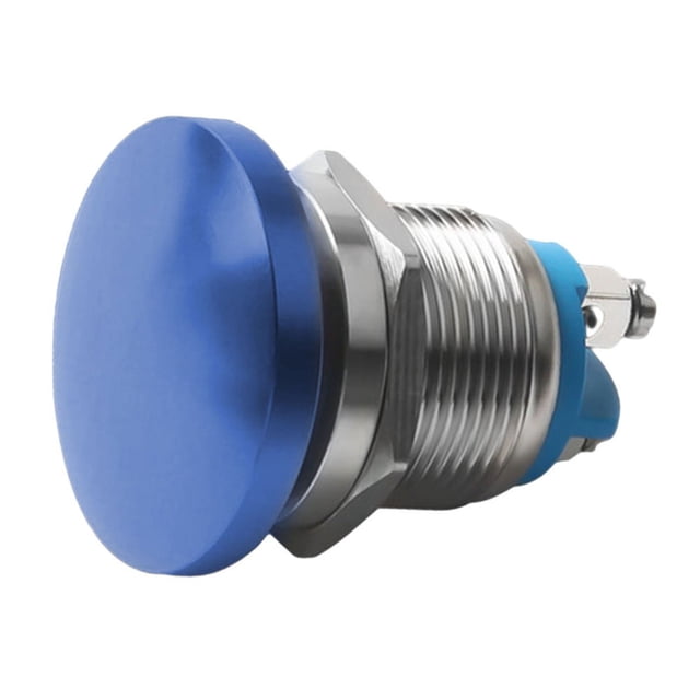 Interrupteur à Bouton-Poussoir en Métal 22Mm 1 Pied de Vis de Tête de Champignon Auto-Réinitialisable Momentané Bleu