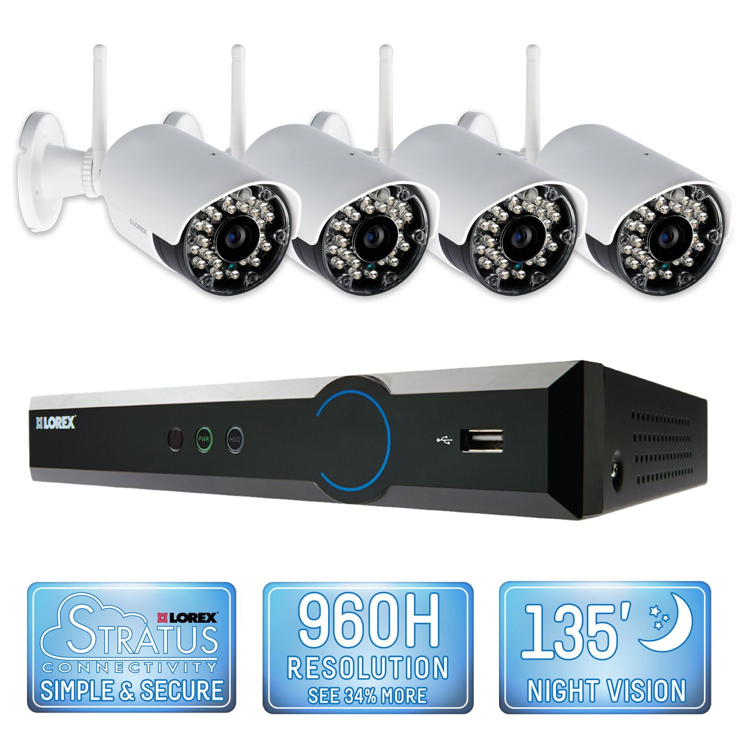 Lorex 4 Channel Wireless Security System With 500gb Hard Drive 4 480tvl Cameras And 90 135 Night Vision Walmart Com Walmart Com