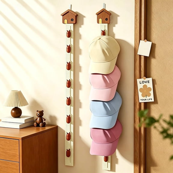 2 Pack Hat Storage, Self Adhesive Cute Hat Rack For Wall, Door And Closet, Holds 16 Baseball Caps