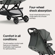 Mompush Velo Lightweight Travel Stroller with Lie-Flat Recline Seat, Airplane Friendly, Forest, 18.8 LB, Unisex