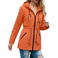 thumbnail image 6 of Staron Women Waterproof Hooded Jacket Zip V Neck Long Sleeve Casual Travel Loose Outdoor Coat with Pockets, Orange L, 6 of 7