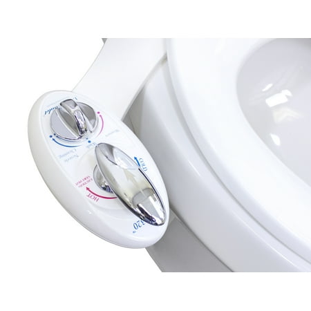 Luxe Bidet Neo 320 Luxury Warm Water Dual-Nozzle Self-Cleaning Non-Electric Bidet Attachment, white