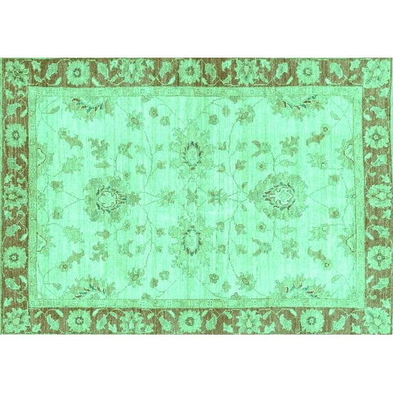 Ahgly Company Indoor Rectangle Oriental Turquoise Blue Traditional Area Rugs, 8' x 12'