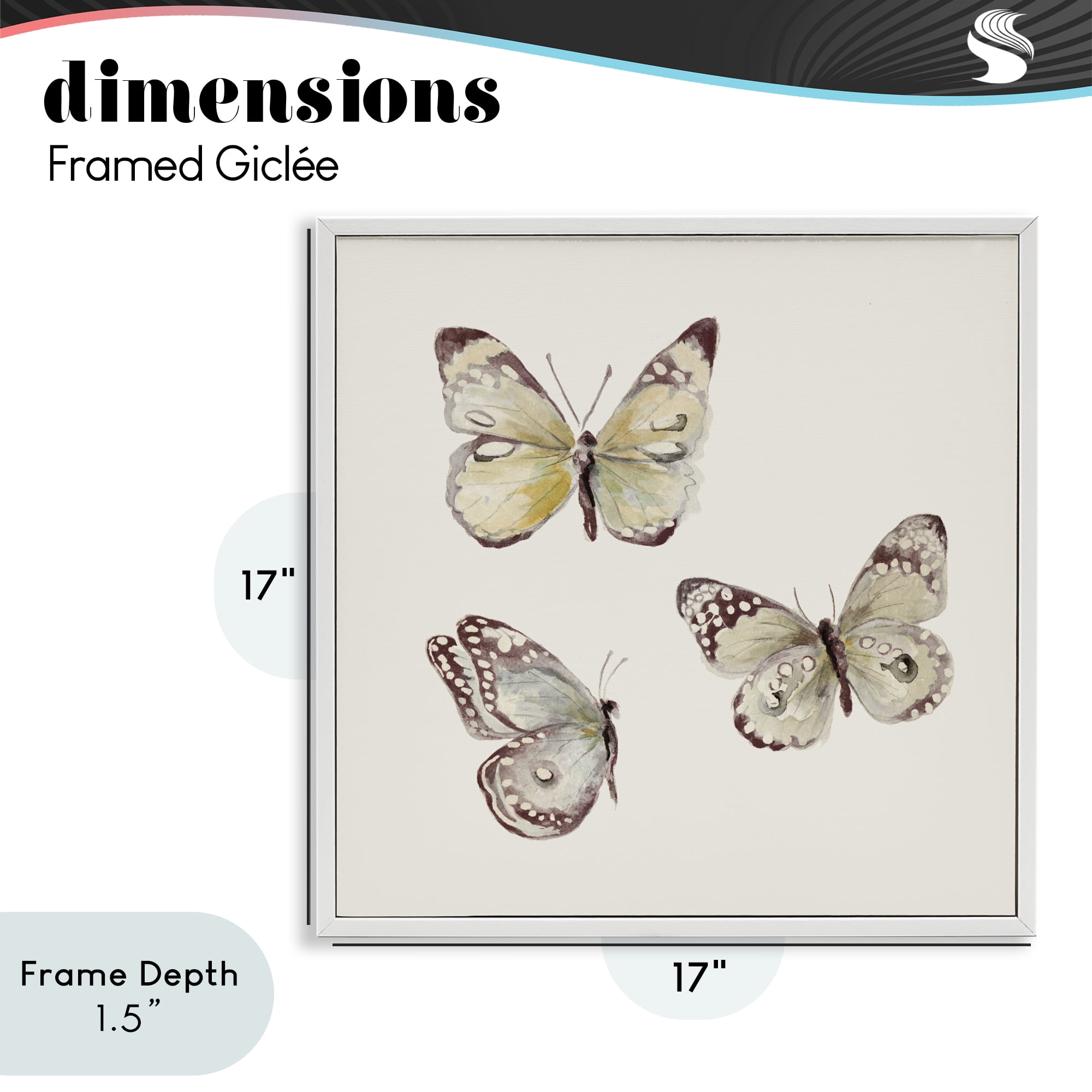Stupell Industries Delicate Butterflies on Beige White Framed Giclee Art, design by Patricia Pinto