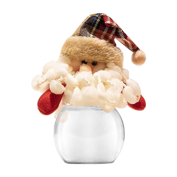 Tarro Navideño Para Niños Adorno De Papá Noel Almacenamiento Tarros De Plástico Transparente Para Galletas Con Tapa De Muñeca Botella Contenedor Para Fiestas Pulseras Para Eventos