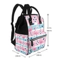 thumbnail image 2 of Balery Pink Striped Flamingo Mummy Backpack - Waterproof Twill Canvas, Large Capacity Diaper Bag with Multiple Pockets and Adjustable Straps, 2 of 6