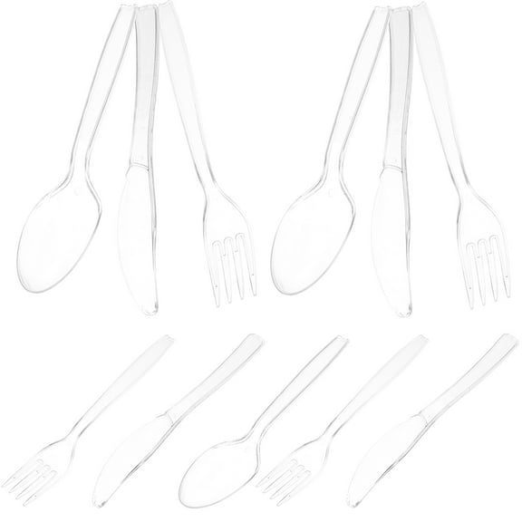 50 Set Disposable Knife and Fork Spoon Plastic Serving Utensils Silverware Party Dessert Cutlery Kit Knives Dinnerware