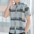 thumbnail image 3 of Camisa y blusa de manga corta para hombre, de negocios, a rayas, con bolsillo, moda masculina, 2024, cuello informal, ropa asiática de lujo con botones, 3 of 5