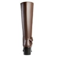 thumbnail image 4 of Ferwind Women's Goldtone Buckle Strap Knee High Riding Boots Band Detail Brown 8, 4 of 9